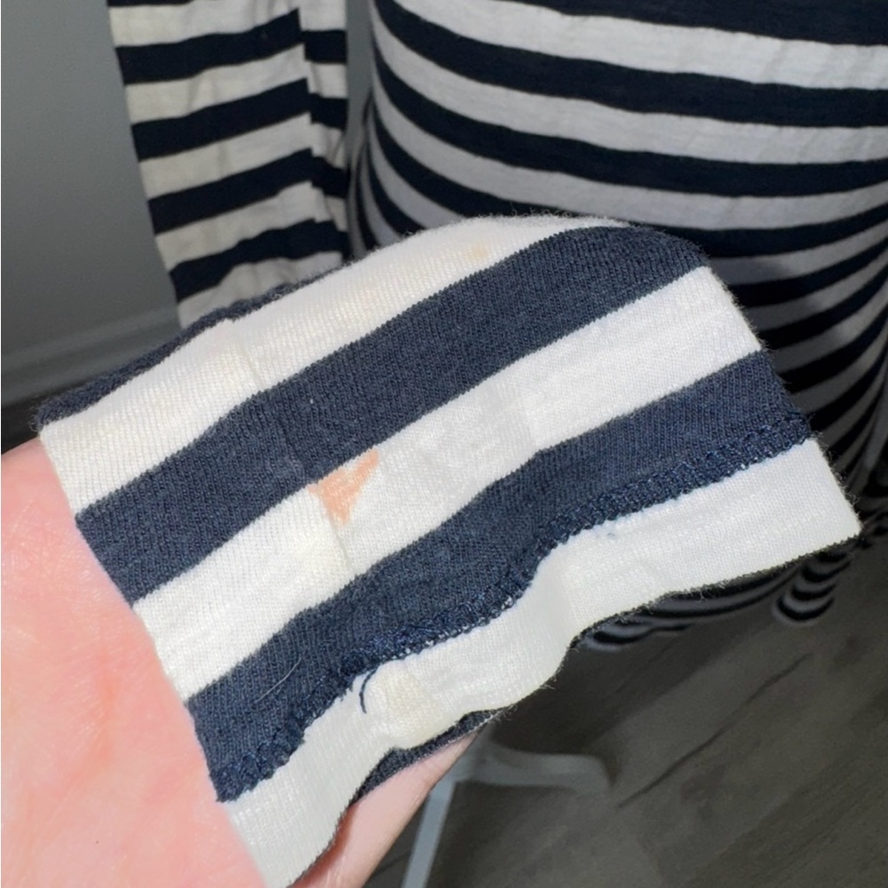 Hollister Navy White Striped V Neck Long Sleeve Tee Medium Y2K Stains - Picture 9 of 12